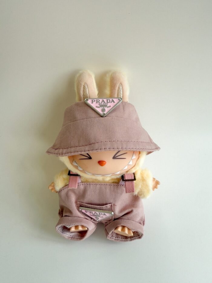 Labubu Pink Designer Bucket Hat & Overalls Set - P Inspired - Image 1