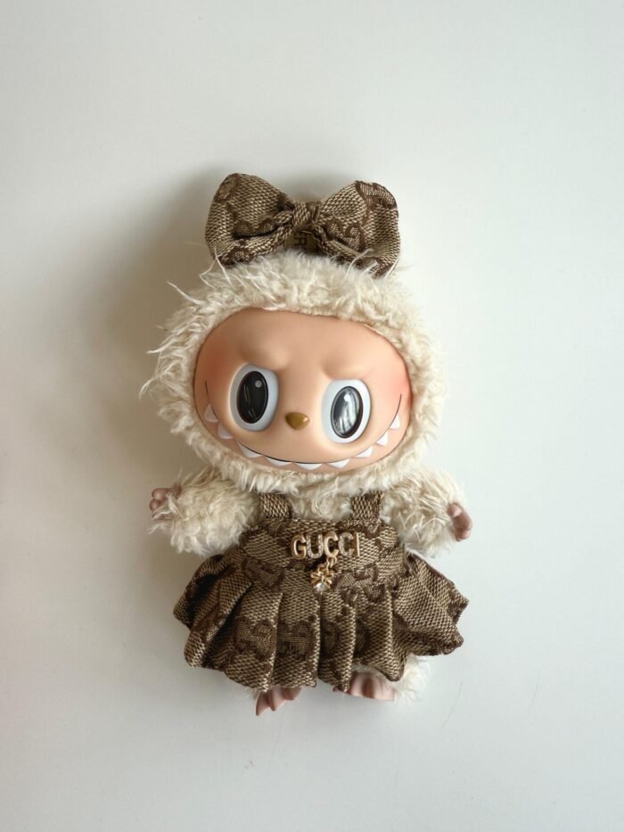 Labubu GG Inspired Monogram Dress Set with Matching Bow - Image 1