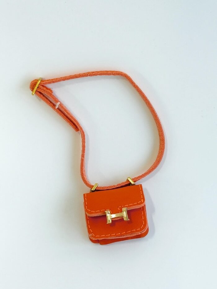 Labubu Mini Micro H Flap Crossbody - Orange with Gold Accent - Image 1