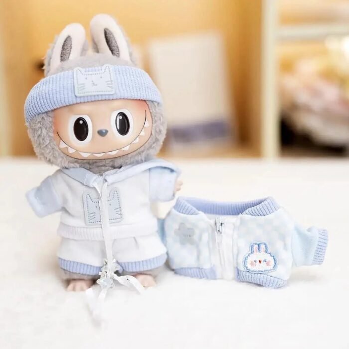 Handmade Labubu Baby Blue Cosy Outfit with Accessories - Image 3