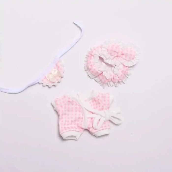 Handmade Labubu Plaid Floral Pajamas Outfit with Accessories - Image 11