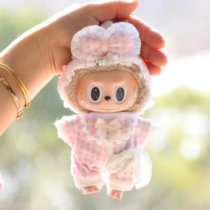 Handmade Labubu Plaid Floral Pajamas Outfit with Accessories - Image 4