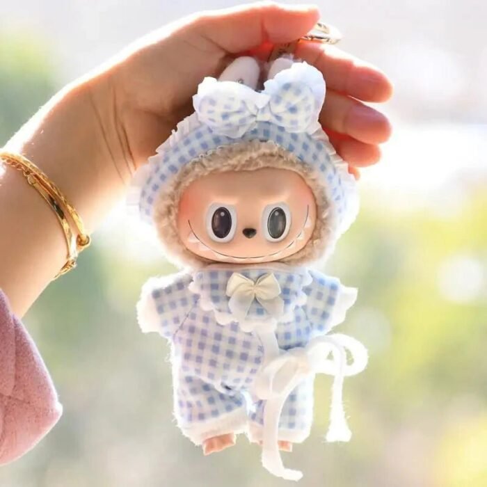 Handmade Labubu Plaid Floral Pajamas Outfit with Accessories - Image 2