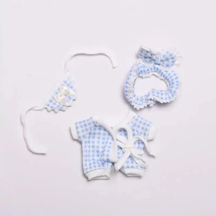 Handmade Labubu Plaid Floral Pajamas Outfit with Accessories - Image 10