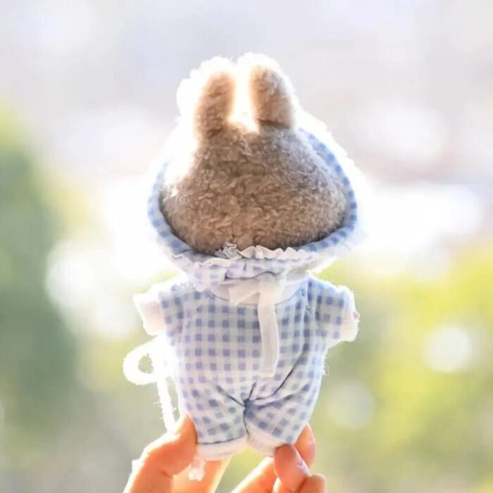 Handmade Labubu Plaid Floral Pajamas Outfit with Accessories - Image 5