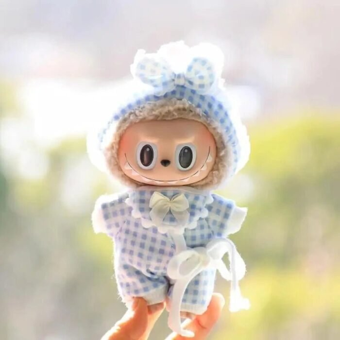 Handmade Labubu Plaid Floral Pajamas Outfit with Accessories - Image 7
