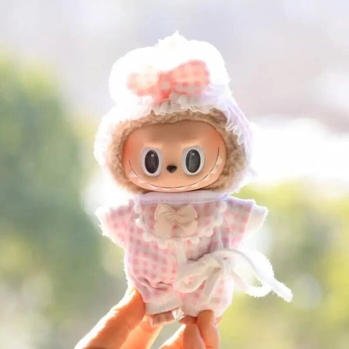 Handmade Labubu Plaid Floral Pajamas Outfit with Accessories - Image 6