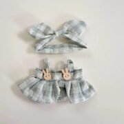 Handmade Labubu Plaid Pink Green Dress Outfit with Accessories - Image 4