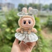 Handmade Labubu Plaid Pink Green Dress Outfit with Accessories - Image 6