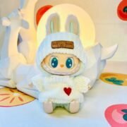 Handmade Labubu White Black Heart Cosy Knit Outfit - Image 7