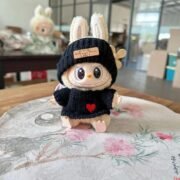 Handmade Labubu White Black Heart Cosy Knit Outfit - Image 6