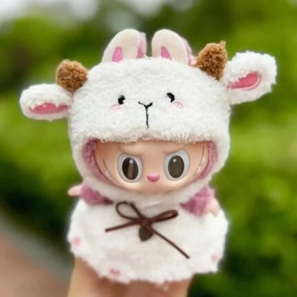 Handmade Labubu White Sheep Overalls Outfit