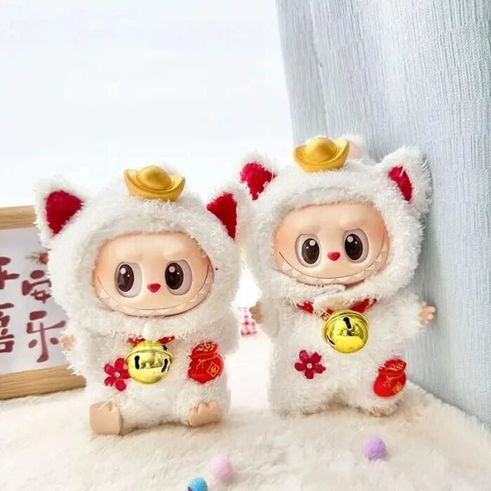 Kawaii Labubu White Lucky Cat Outfit - Image 2