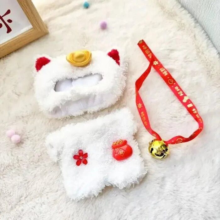 Kawaii Labubu White Lucky Cat Outfit - Image 5